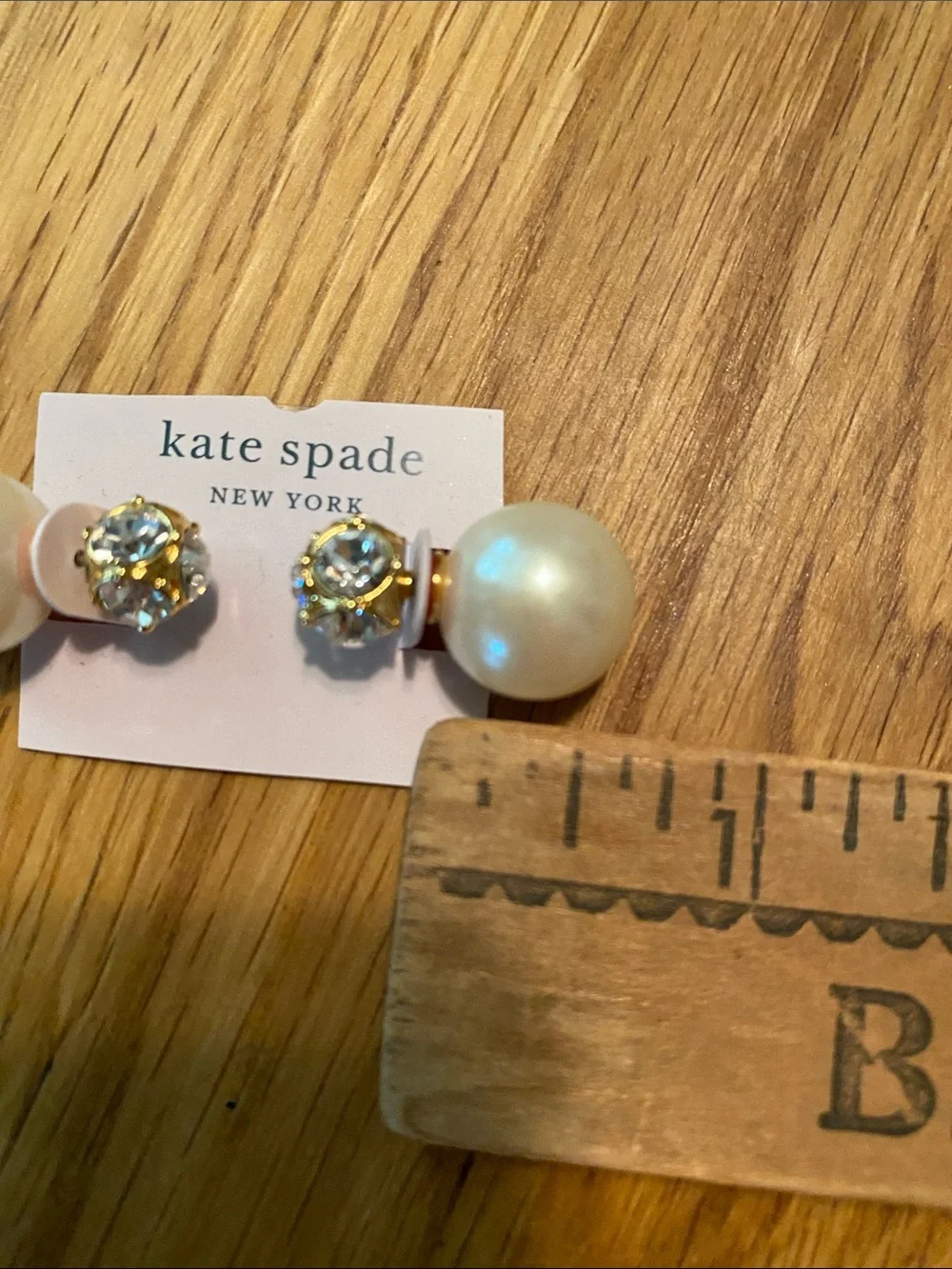 kate spade Faux Pearl and Crystal Double-Sided Stud Earrings in Cream and Gold